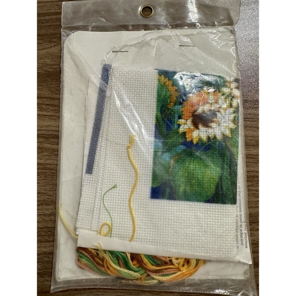 Vtg Dimensions Harvest Of Gold No Count Cross Stitch Kit 5"x7" Sunflowers #6685 - Picture 2 of 8